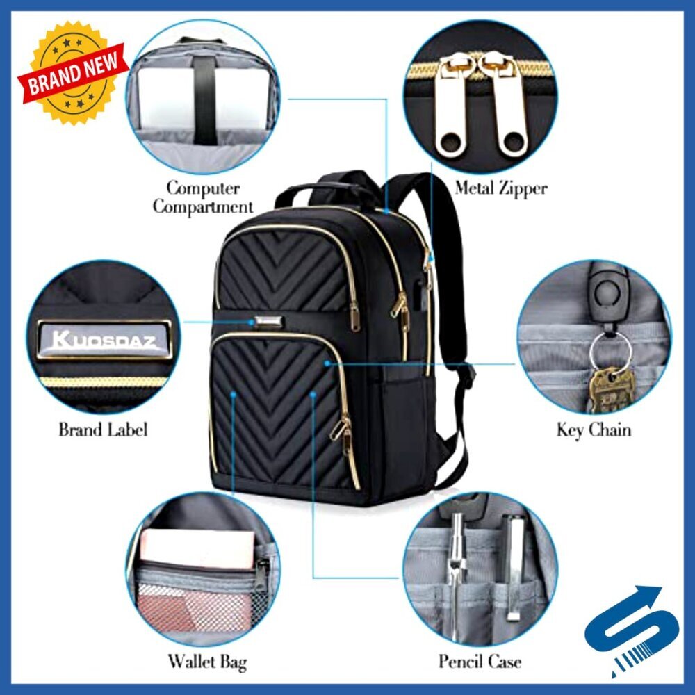 Large Laptop Backpack with USB Charging Port Anti-Theft Travel Daypack - Picture 6 of 6